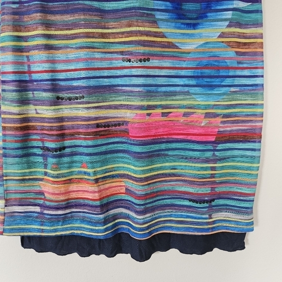 Desigual multi stripe ultra mini dress size XL flaw - Picture 4 of 8